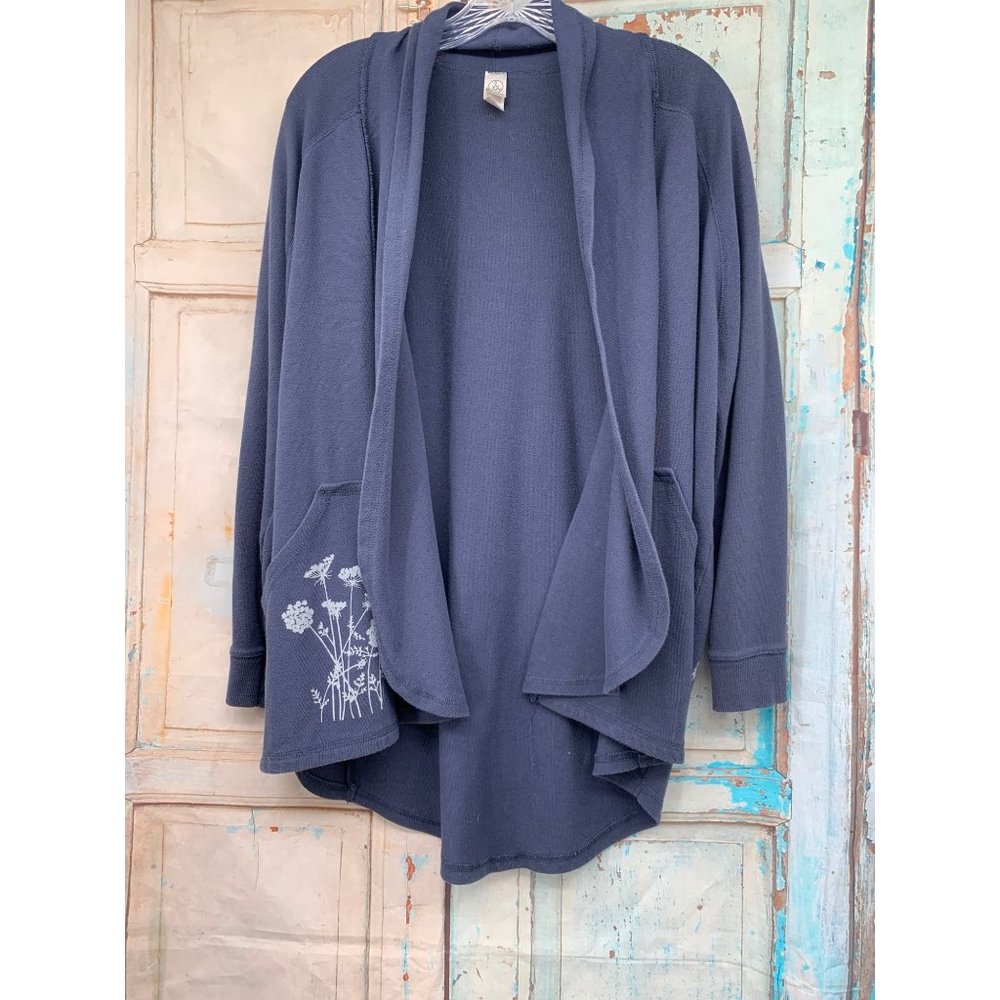 Alternative Asymmetric Open Cardigan Sweater Medium Cornflower blue with Queen A